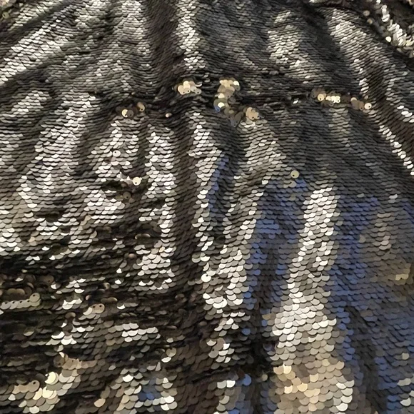 Free People Hit The Slopes Silver Sequin Jacket Fleece Lining Zip Pockets Xl - Picture 9 of 9